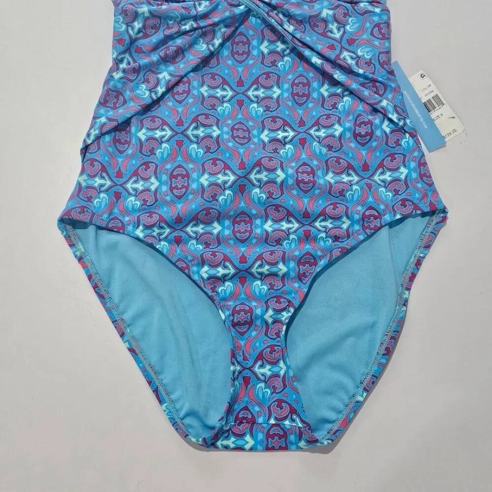 Bleu by Rod Beattie St. Tropez Printed Plunge Halter One-Piece Swimsuit - Picture 6 of 11